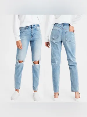 AMERICAN EAGLE AE Ripped Mom Jean High Rise Distressed in Cool Classic Size 2 thumbnail 2