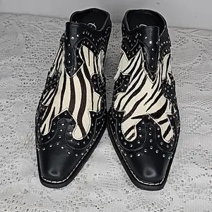 Grazie Maverick zebra pony hair western cowgirl studded slip on clog mules 7.5 thumbnail 5