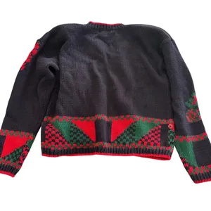 Vintage Bridgewater Women's Festive Navy and Red Sweater Cardigan thumbnail 3