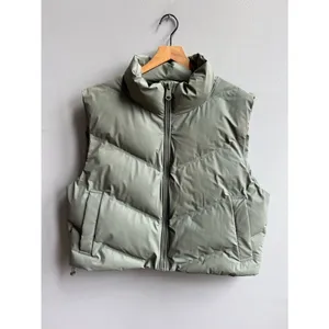 Zara Cropped Puffer Vest in Olive Green Size XL NWOT thumbnail 2