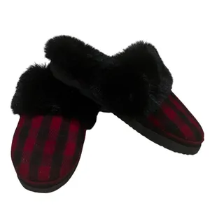 Gianni Bini Faux‎ Fur Size US 9 slippers house shoes fuzzy plaid buffalo plaid thumbnail 2