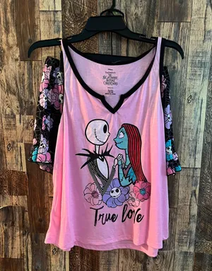Disney NWT Nightmare Before Christmas Women's Tank Top and Shorts Pajama Set, 2-Piece, Size XL thumbnail 2