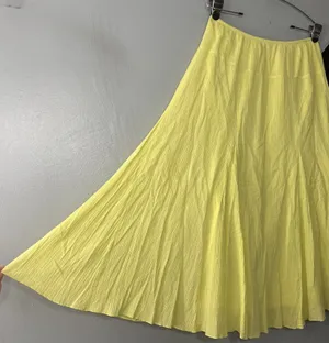 Lark Lane Skirt Size 12 Lime Yellow Dopamine Bright Flowy Summer Crinkle Gauze thumbnail 1