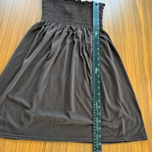 Vintage Swim n Sport Dress Medium Brown Strapless Smocked Y2K Resort Beach Cover thumbnail 7