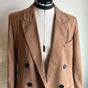 Zara Brown Tan Double Breasted Oversized 90s minimalist Blazer thumbnail 8