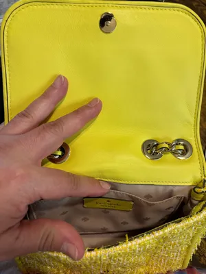 ✨ Kate Spade Yellow Tweed & Chain Convertible Crossbody Shoulder Bag ✨ thumbnail 8