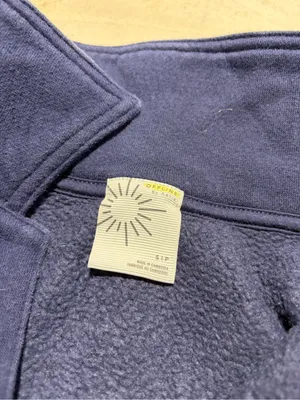 Aerie cropped Navy Quarter-Zip Pullover with Striped Hem small thumbnail 5