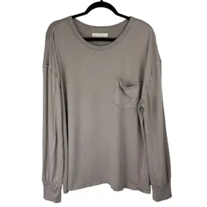 Free People We The Free Fade Into You Tee Sz XL Taupe Long Sleeve Top thumbnail 2