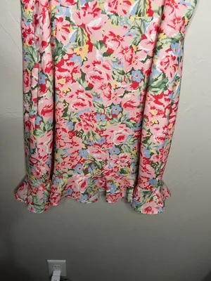LPA Revolve Multi Ruffle Pink Blossoms Floral Spaghetti-Strap‎ Mini Dress thumbnail 10