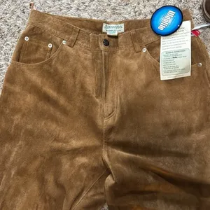 St. John's Bay Washable Suede Leather Pants Brown‎ High Rise Vintage Womens 16 thumbnail 10