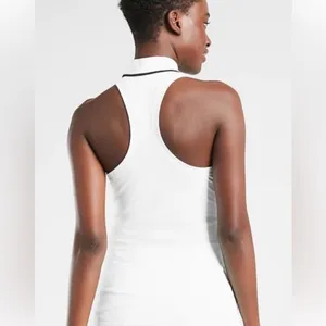 NWT ATHLETA Momentum Polo Tank top 1/4 Zip Neck White size‎ Small thumbnail 2