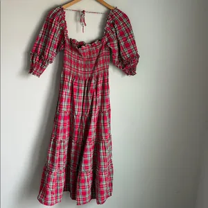 Hill House Red Tartan Nesli Nap Dress XS thumbnail 4