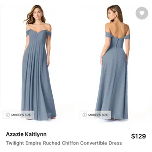New Azazie Kaitlynn Twilight Blue Empire Ruched Chiffon Convertible‎ Dress 14 thumbnail 2