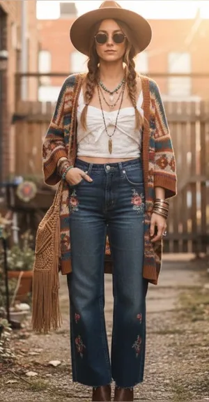 EN CRÉME women’s western / bohemian crop top size med thumbnail 1