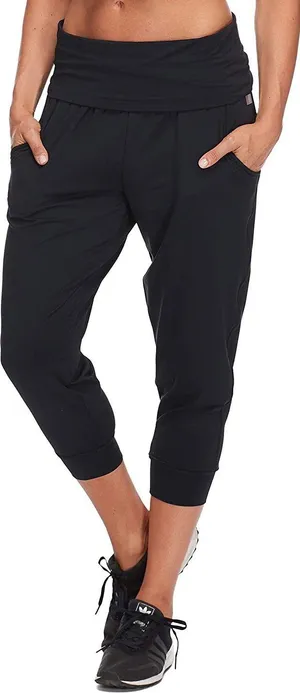 Body Glove NWT Women's Jupiter Loose Fit Activewear Capri Pant Joggers, Large, Black thumbnail 1