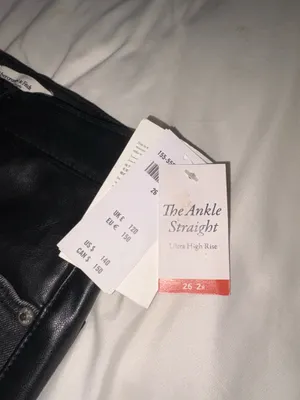 Abercrombie & Fitch Black Two-Tone Leather Straight Jeans thumbnail 5