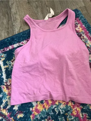 Lululemon Pink Ribbed Tank Top - Women’s Sleeveless Crop thumbnail 4
