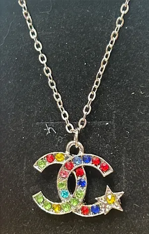 Multicolor Crystal Interlocking Pendant Necklace NEW Red thumbnail 1