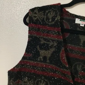Vintage Retro Western Cowgirl Cowboy Southwestern Black Wolf Cropped Vest Medium thumbnail 2