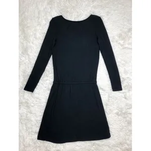 Daily Ritual Black‎ Long Sleeve Knit Drawstring Sheath Dress Size XS thumbnail 4