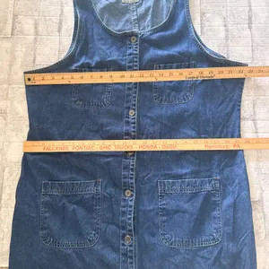 Expression Vintage Blue Denim Sleeveless Button Front Midi Dress Prairie Boho thumbnail 7