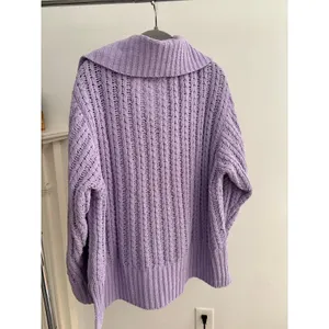 Aerie Lavender Cable Knit Quarter Zip Sweater Oversized Mock Neck Pullover thumbnail 7