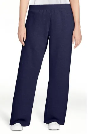 Hanes Womens EcoSmart Sweatpants Sz XL Navy Heather Relaxed Fleece Cozy Casual thumbnail 1