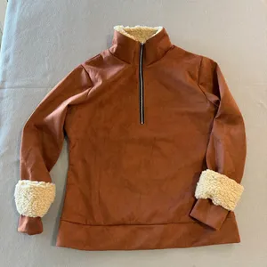Women's Lightweight Pull Over with Sherpa Style Edging Jacket Size Medium #26055 thumbnail 1