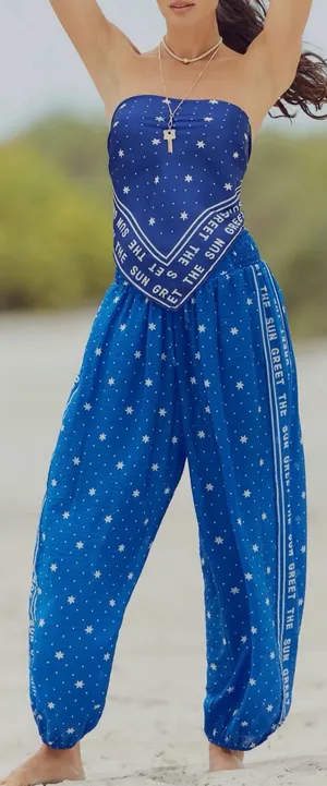 Anthropologie Celandine Sheer Smocked Star-Print Balloon Pants, Size S thumbnail 1