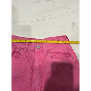 SHEIN Pink Wide Leg Jeans High Waist Frayed‎ Hem Raw Edge Size 25 Cotton thumbnail 6