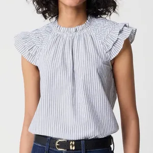 J. Crew Striped Flutter Sleeve Top thumbnail 2
