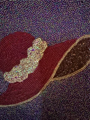 Vintage Asly’s Beaded Purple Evening Clutch with Ruby Hat Embellishment thumbnail 2