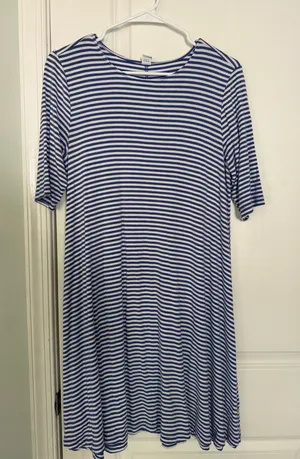 Old Navy Dress Blue Striped White thumbnail 1