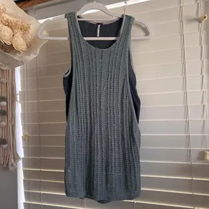Free People Layered Knit Sweater Tank Blue Gray Boho Size small thumbnail 2