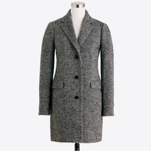 J Crew‎ Tweed Topcoat Coat Womens Size 2 Grey Black H1493 thumbnail 2