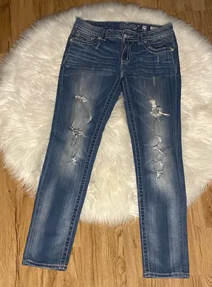 Miss Me 29 ankle skinny Women’s Distressed Blue Slim Jeans thumbnail 1