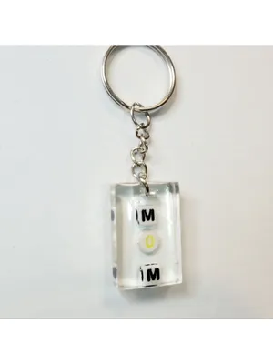 Resin Mom Keychain Handmade Clear Yellow thumbnail 2