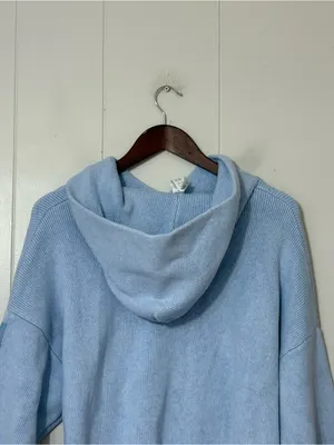 Alo Yoga Scholar Hooded Sweater Blue XS Oversized Ribbed Knit Hoodie thumbnail 10