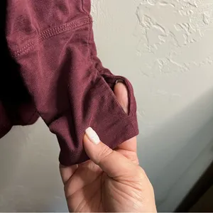 Frye &‎ Co. Burgundy Fox Tail Heritage Raw Hem Thumb Holes Top thumbnail 5