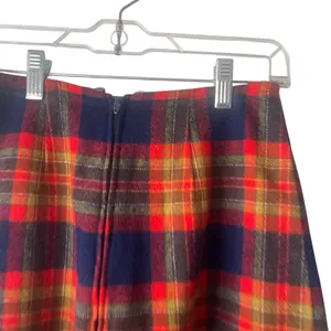 Vintage 90s Size XS Wool Blend‎ Red Plaid Academia Tweed Above Knee Skirt thumbnail 5