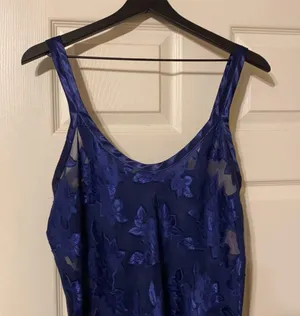 Vintage Angelique sheer floral silky nightgown thumbnail 2