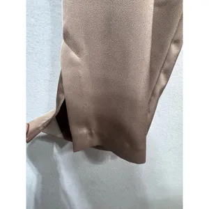 H&M Taupe Straight‎ Leg Dress Pants Women's US 12 High Rise Slit Hem thumbnail 3