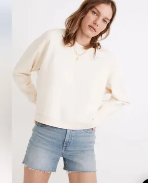 Madewell (Re)sourced Cotton Swing Sweatshirt, antique cream thumbnail 1