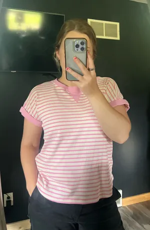 Staccato Baby Pink Striped Top thumbnail 1