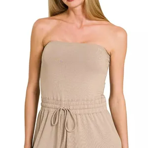 Zenana Tube Top Jumpsuit with Drawstring Waist‎ thumbnail 2