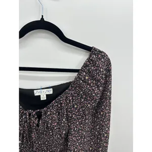 She +‎ Sky Womens Floral Smocked Peasant Crop Top Sz S Boho Cottagecore Festival thumbnail 5