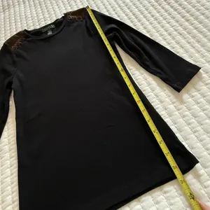 LAUREN Ralph Lauren 3/4 Sleeve Ribbed T Shirt Medium M Black Brown Patches thumbnail 3