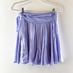 Free People Zuri Satin Wrap Mini Skirt Purple XS thumbnail 4