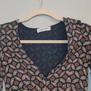 WYLDR Revolve Brand Geometric Long Sleeve V Neck‎ Romper Playsuit Extra Small thumbnail 3