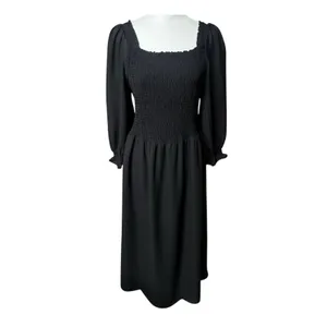Nanette Lepore Black Smocked Peasant Midi Dress 12 thumbnail 2